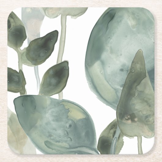 Blätter für Wasser - Aquarell Rechteckiger Pappuntersetzer (Vorderseite)