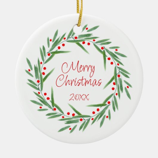 Blätter für Wasserfarben & Beeren Kranz Keramik Ornament (Vorne)