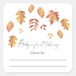 Blätter für Wasserfarben - Buchzeichen mit Kinderd Quadratischer Aufkleber