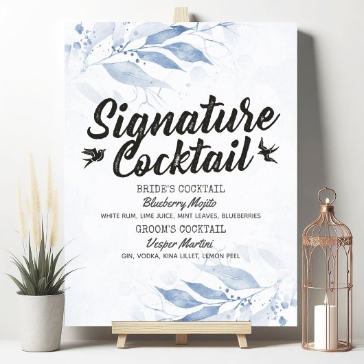 Blätter für Wasserfarben, die das Signature-Drink- Poster