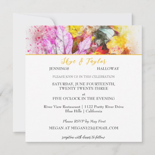 Blätter für Wasserfarben, die einladen Einladung (Rückseite)