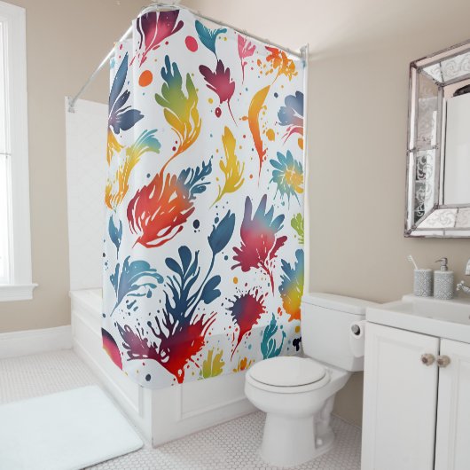 Blätter für Wasserfarben Duschvorhang (Beispiel)