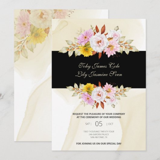 Blätter für Wasserfarben Einladung (Vorne/Hinten)