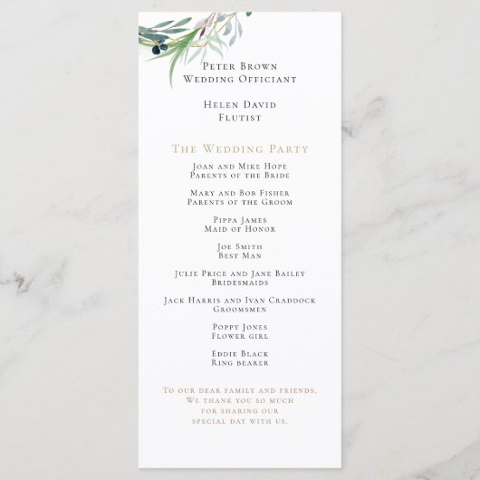 Blätter für Wasserfarben - Hochzeit an der Grenze Programm (Rückseite)