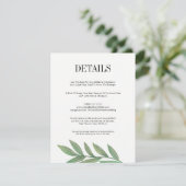 Blätter für Wasserfarben Hochzeitsdetails Begleitkarte (Stehend Vorderseite)