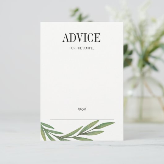 Blätter für Wasserfarben Hochzeitsratgeber Karte (Stehend Vorderseite)