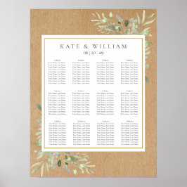 Blätter für Wasserfarben Hochzeitsskalender Poster