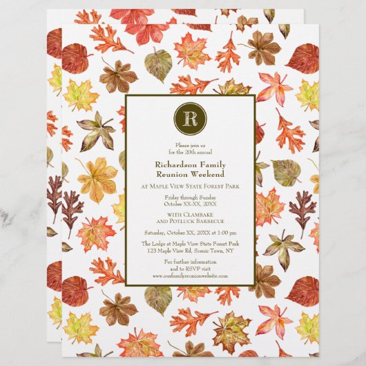 Blätter für Wasserfarben Pattern Fall Family Wiede (Vorne/Hinten)