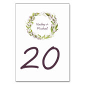 Blätter für Wasserfarben Pflaumenberries Tafelkart Tischnummer (Rückseite)