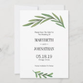 Blätter für Wasserfarben Save the Date Karte (Vorderseite)