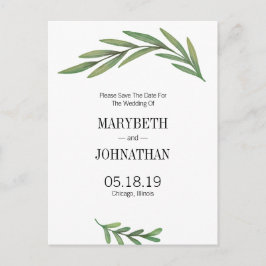 Blätter für Wasserfarben Save the Date Postkarte