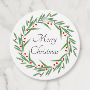 Blätter für Wasserfarben und Beeren Geschenkanhänger