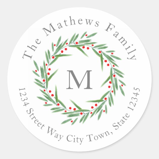 Blätter für Wasserfarben und Beeren-Kränze Runder Aufkleber (Vorderseite)