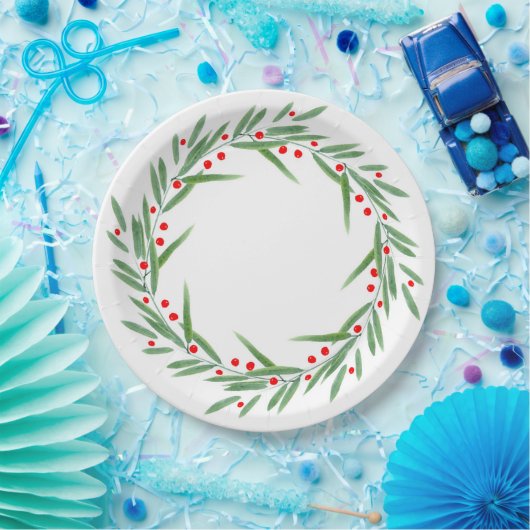 Blätter für Wasserfarben und Beeren Pappteller (Party)