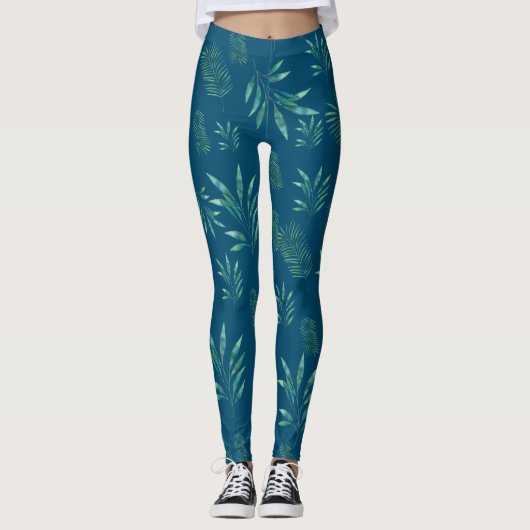 Blätter für Wasserfarbenpalme Leggings (Vorderseite)