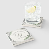 Blätter für weiße Spitzen und Rose Stone Untersetz Steinuntersetzer (Seitenansicht)