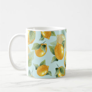 Blätter für Zitronen: Aquarellfarben Nahtlose Druc Kaffeetasse