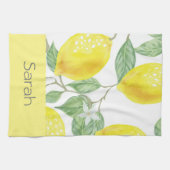 Blätter Gelb Mit Monogramm Geschirrtuch (Horizontal)