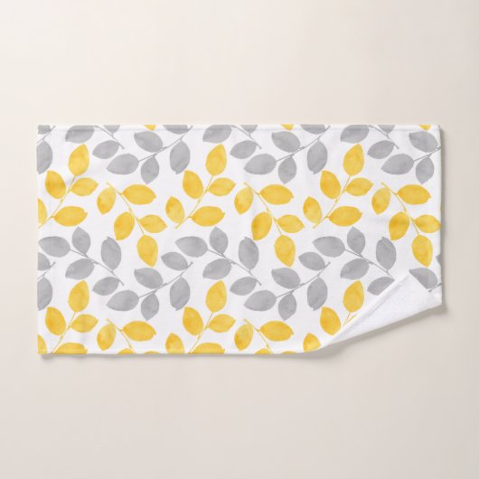 Blätter Gelb und Grau Badhandtuch Set (Handtuch)