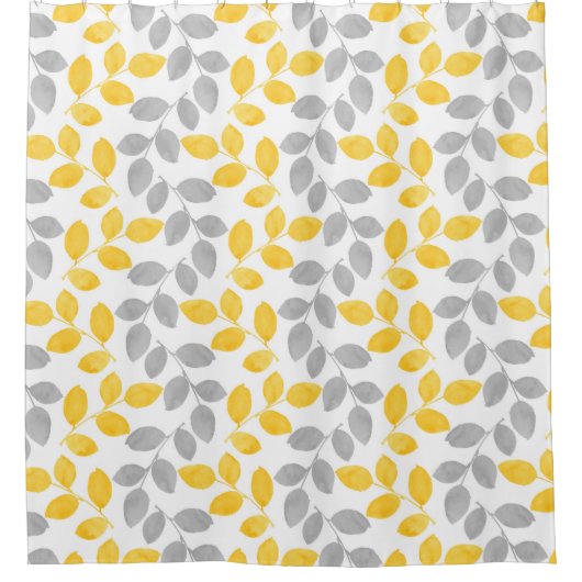 Blätter Gelb und Grau Duschvorhang (Vorderseite)