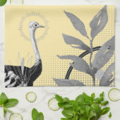 Blätter Gelb und Grau künstlerische Aquarellbilder Geschirrtuch (Gefaltet)