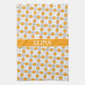 Blätter Gelbes Schwarzes Minimales Muster Geschirrtuch (Vertikal)