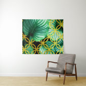 Blätter Geometric Tropical Modern Illustration Wandteppich (Beispiel (Horizontal))