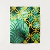 Blätter Geometric Tropical Modern Illustration Wandteppich (Vorderseite)