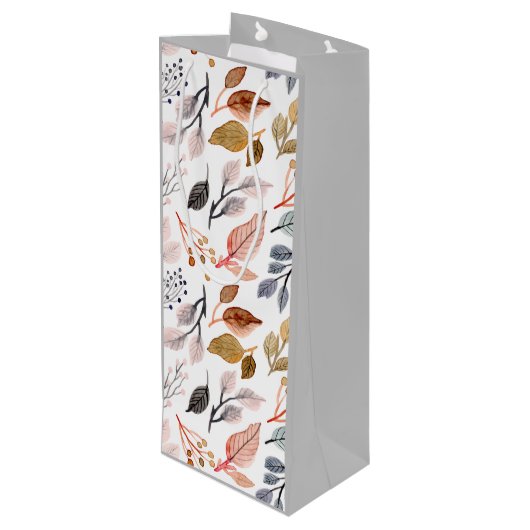Blätter Geschenktüte Für Weinflaschen (Rückseite Schrägansicht)