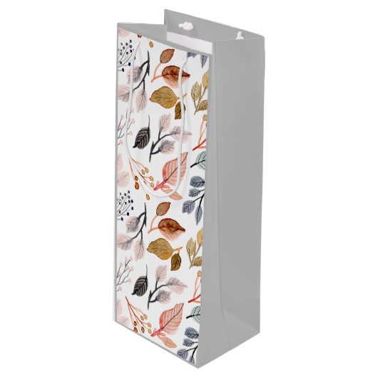 Blätter Geschenktüte Für Weinflaschen (Vorderseite Schrägansicht)