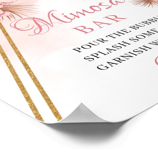 Blätter getrocknete Palme Blush Blume Mimosa Bar S Poster (Ecke)