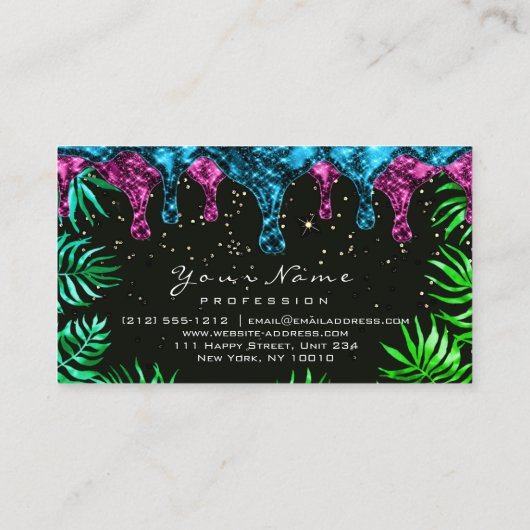 Blätter Glitzer Wachs Epilation Rosa Depilation Tr Visitenkarte (Rückseite)