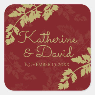 Blätter Gold aus Holz Quadratischer Aufkleber