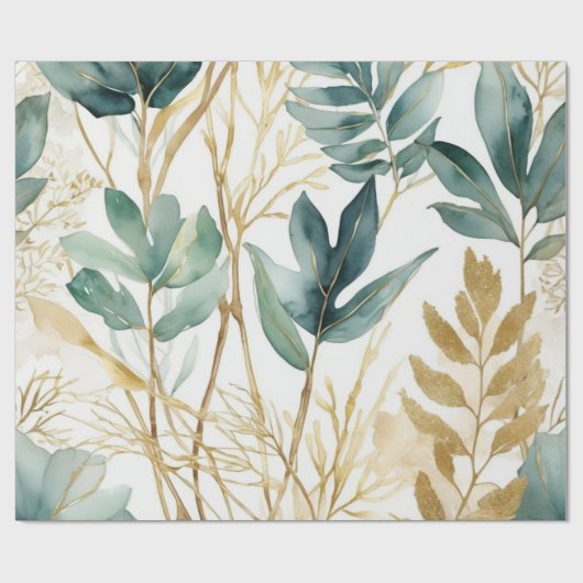 Blätter Goldene Linie Geschenkpapier (Flach)