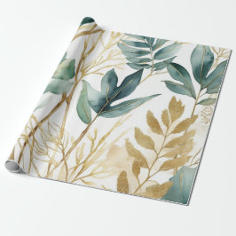 Blätter Goldene Linie Geschenkpapier