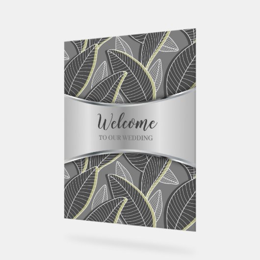 Blätter Graue G626-Linien Acrylschild (Winkel)