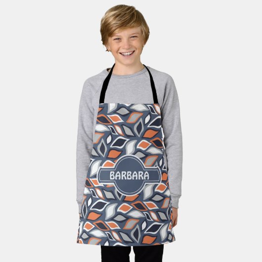 Blätter Graues Orange Minimales Muster Schürze (Getragen)