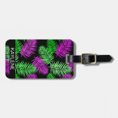 Blätter "Green and Pink Palm" Gepäckmarke Gepäckanhänger (Vorderseite horizontal)