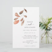 Blätter größerer Größe Korallenhochzeit Einladung (Stehend Vorderseite)