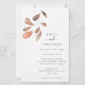 Blätter größerer Größe Korallenhochzeit Einladung (Vorderseite)