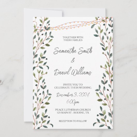 Blätter Grüne Hochzeit Einladung (Vorderseite)