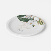 Blätter Grüne und goldene Palme Pappteller (Schrägansicht)