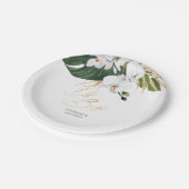 Blätter Grüne und goldene Palme Pappteller (Schrägansicht)