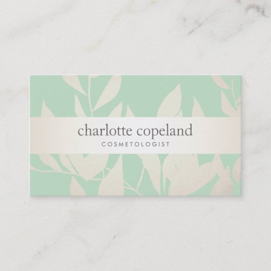 Blätter Grüner Naturschönheitskosmetologe Visitenkarte (Vorderseite)