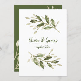 Blätter, Grünpflanzen, Hochzeit Einladung