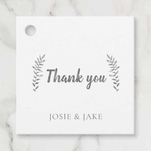 Blätter handgezeichnet Hochzeit danke Geschenkanhänger (Vorderseite)
