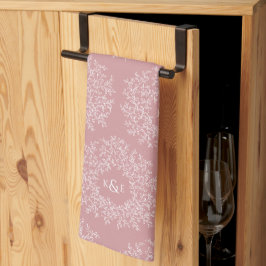 Blätter handgezeichnet monogramm rosa Hochzeit Geschirrtuch