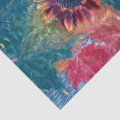 Blätter Herbst Sonnenblumen Aquamarines Rotes Ahor Seidenpapier (Ausschnitt)