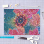Blätter Herbst Sonnenblumen Aquamarines Rotes Ahor Seidenpapier (Handwerk)