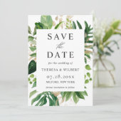 Blätter Hochzeit der tropischen Wasserfarben Save The Date (Stehend Vorderseite)